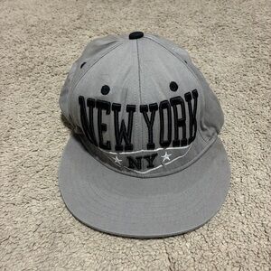 New York NY Embroidered Snapback Hat | KBETHOS Gray Flat Brim